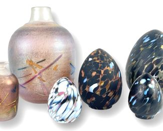 (3) Bertil Vallien Vase & (4) Monica Backstrom Egg