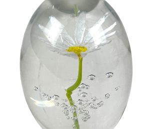 Daum France Paperweight With Flower