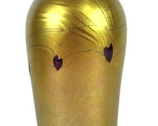 L.C.T. Favrile Heart & Vine Iridescent Glass Vase