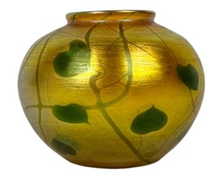 LCT Tiffany Favrile Hearts & Vines Art Glass Vase