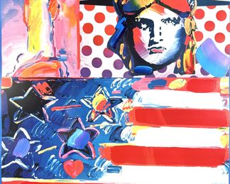 Peter Max "God Bless America II" Mixed Media