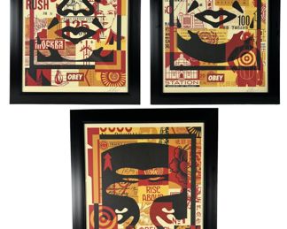 Sherpard Fairy Obey (3) Face Triptych