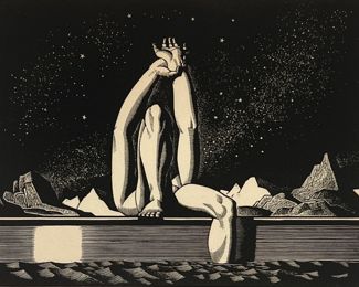 Rockwell Kent "Starlight" Wood Engraving