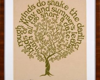 Sabra Field "Shakespeare Tree" Woodblock