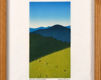 Sabra Field Hill Farm Summer Woodblock