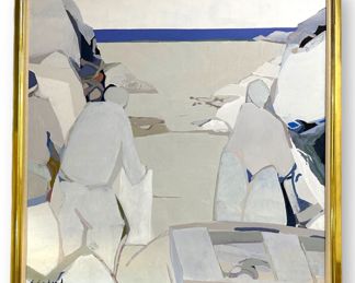 Lg Gabriel Godard "La Plage Grise" Oil On Canvas