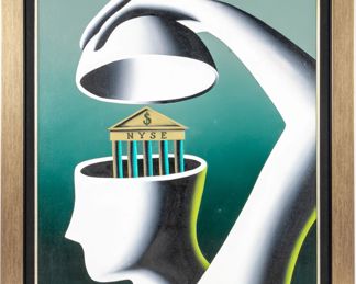 Mark Kostabi "Inner Sanctum/Anguish" Oil On Canvas