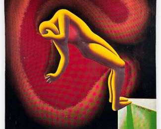 Mark Kostabi "Edge Of Night" Oil On Canvas
