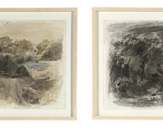 (2) David Deutsch Gouache on Paper