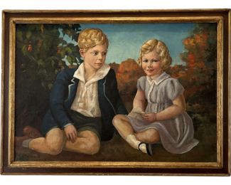Kyra Markham 'Boy & Girl' Oil on Canvas 1941