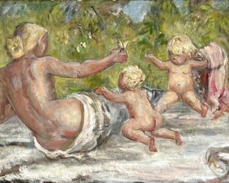 Clara Mairs 'Mother & Children' Oil on Canvas