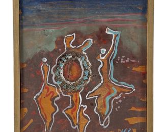 Irving Lehman Oil on Board w/ Natural Wood Knot