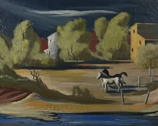 Mac Le Sueur "Two Horses" Oil on Canvas