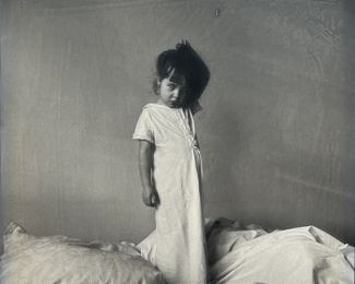 Jan Saudek 'Child Standing on Bed' Silver Gelatin