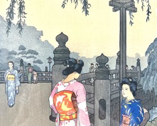 Toshi Yoshida "Benkei Bridge" Woodblock Print