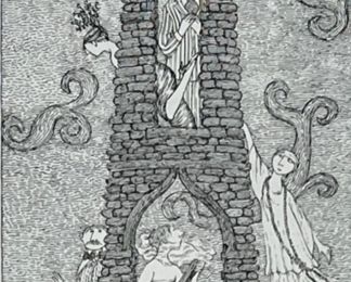 Edward Gorey Signals Print 8. Cat on Tower Litho