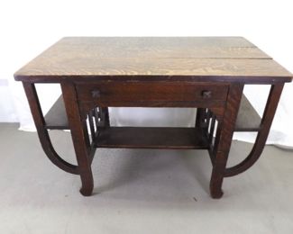 Antique Quarter Sawn Mission Tiger Oak Writing Desk	
