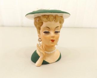 Vintage Lee Wards Porcelain Lady Head Vase	
