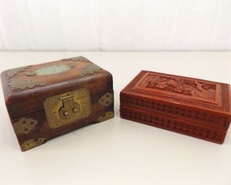 Vintage Asian Cinnabar Box and Jade Medallion Jewelry Box&nbsp;	
