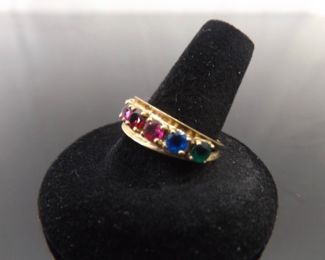 10k Yellow Gold Multi Stone Ring Size 10	
