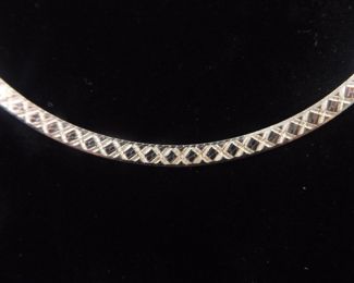 .925 Sterling Silver Cross Etched Reversible Herringbone Necklace	
