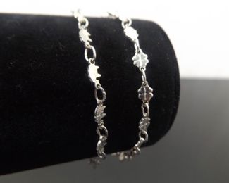2 - .925 Sterling Silver Never Worn Cute Elephant and Four Leaf Clover Link Bracelets	
