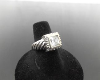 .925 Sterling Silver Princess Cut Zirconia Ring Size 7	
