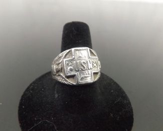 .925 Sterling Silver Antique United States Navy USN Ring Size 8.75&nbsp;	

