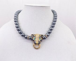 Vintage KJL AVON Duchess of Windsor Kenneth Jay Lane Panther Necklace	
