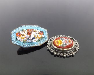 Vintage Italy Micro Mosaic Brooch and Pendant	

