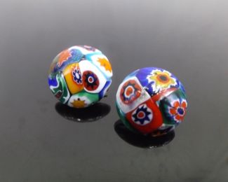 Set of Vintage Venetian Murano Millefiori Clip on Earrings	
