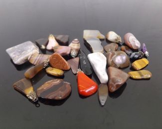 Lot of Natural Stone and Agate Pendants	
