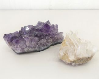 Larger Natural 6.5" Amethyst Crystal Geode and a Smaller Quartz Geode&nbsp;	
