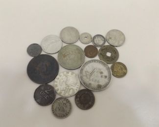 Lot of Antique and Vintage Foreign Silver etc. Coins Featuring an 1834 German Thaler	
