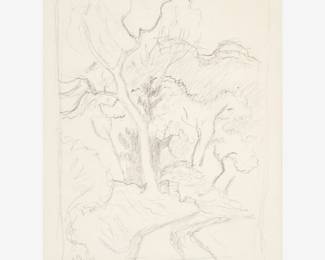 82: Thomas Hart Benton "Landscape with Trees" Graphite