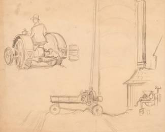 70: Thomas Hart Benton "Farm Studies for the Missouri Mural" Graphite (ca. 1936)