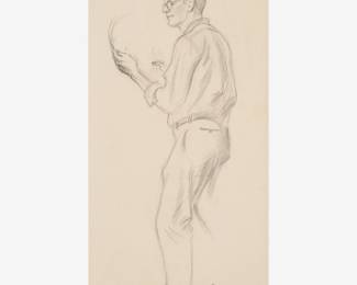 69: Thomas Hart Benton "Figure Study for The Twist" Graphite (1960-64)