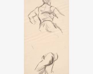 90: Thomas Hart Benton "Studies for The American Historical Epic" Graphite (1924)