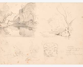 50: Thomas Hart Benton "Studies for Ozark Reflections and School Bus" Graphite (1961)