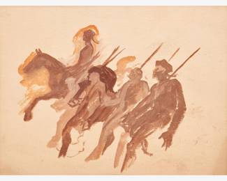 9: Thomas Hart Benton "Marching Colonial Soldiers" Gouache (ca. 1920s)