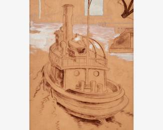 24: Thomas Hart Benton "Tug" Gouache (ca. 1924-28)
