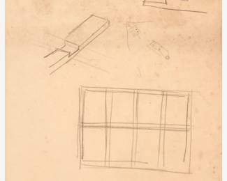 108: Thomas Hart Benton "Sketch of Wooden Canvas Mounting" Graphite (ca. 1948)