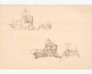 72: Thomas Hart Benton "Combine Studies" Graphite (ca. 1963-64)