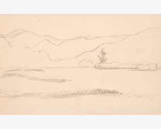 88: Thomas Hart Benton "View Across Plains" Graphite (ca. 1963)