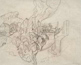 12: Thomas Hart Benton "Study for Civil War, Missouri Mural" Graphite (1935)