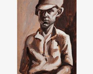 20: Thomas Hart Benton "Boy with Cap" Oil (ca. 1940)