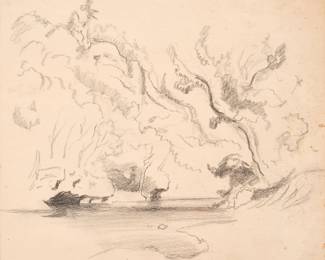 49: Thomas Hart Benton "Sketch of Current River" Graphite (ca. 1962-63)