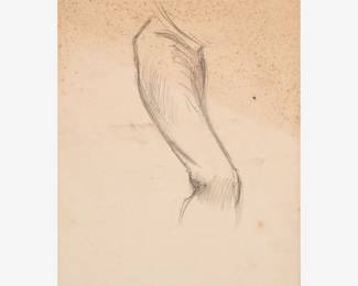 107: Thomas Hart Benton "Study of a Leg" Graphite (ca. 1930s-40s)