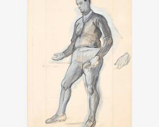 54: Thomas Hart Benton "Study for Jacques Cartier" Gouache & Charcoal (ca. 1956)