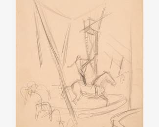 36: Thomas Hart Benton "Circus Scene with Horse and Rider" Graphite (ca. 1930)